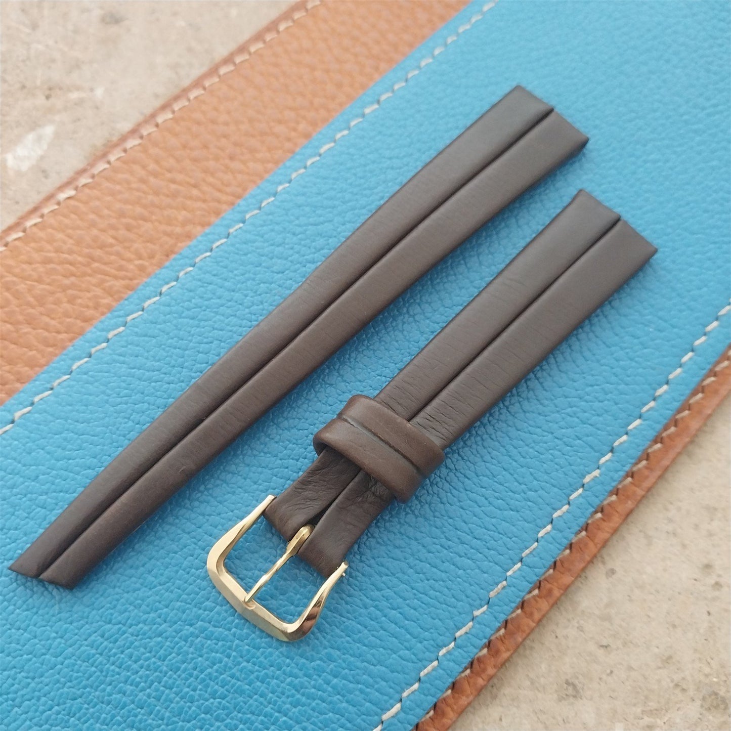 16mm Kreisler Trophy Brown Calf Leather 1960s Unused Vintage Watch Strap