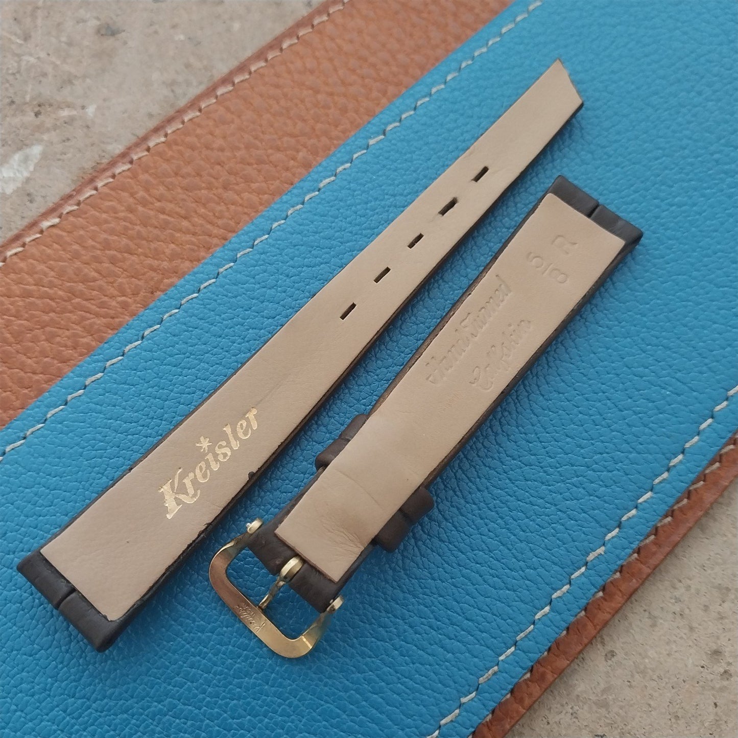 16mm Kreisler Trophy Brown Calf Leather 1960s Unused Vintage Watch Strap