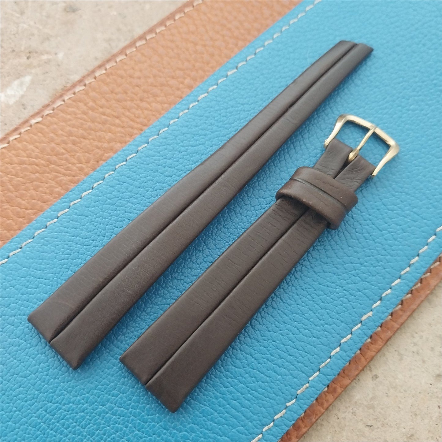 16mm Kreisler Trophy Brown Calf Leather 1960s Unused Vintage Watch Strap