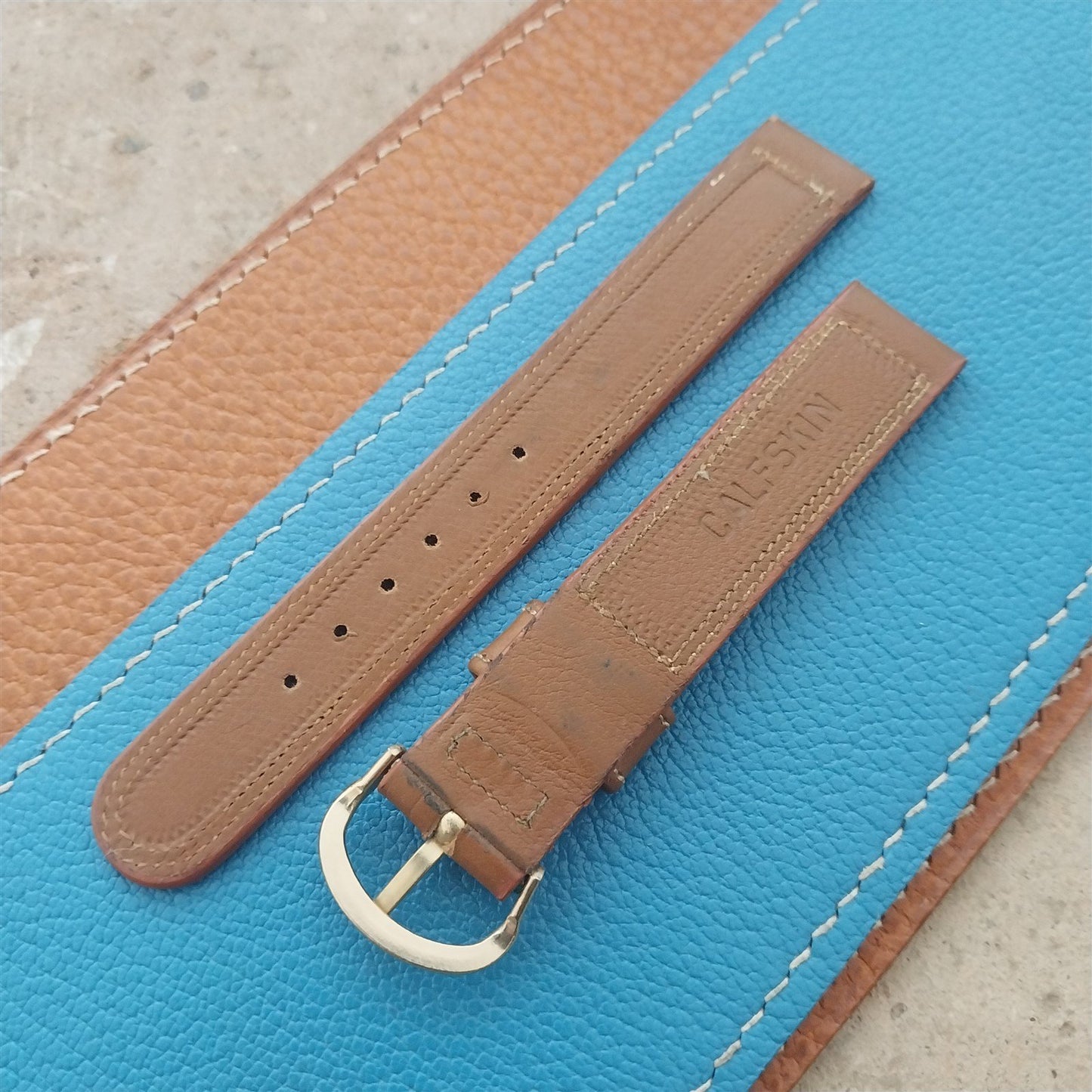 1950s 5/8" Double-Stitch Calfskin Classic Leather Vintage Watch Band