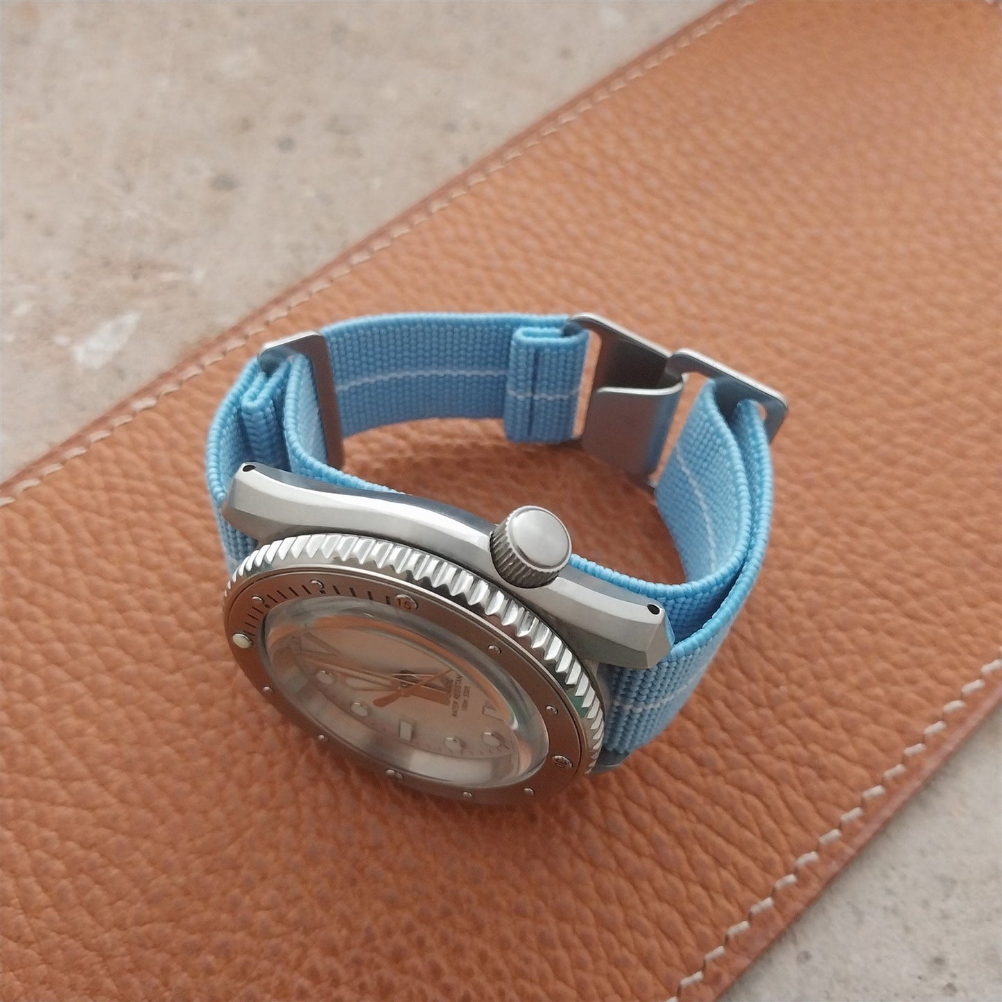 20mm Marine Nationale MN Parachute Elastic Blue & White Watch Strap