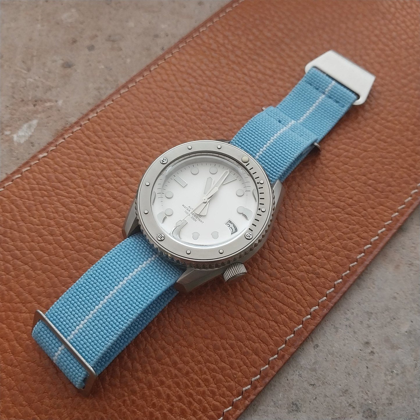 20mm Marine Nationale MN Parachute Elastic Blue & White Watch Strap