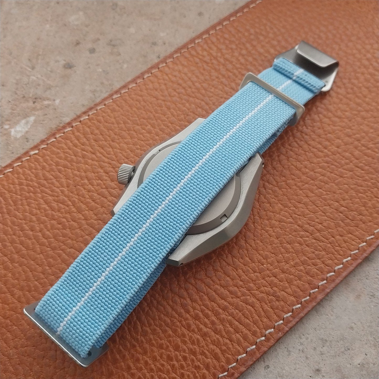 20mm Marine Nationale MN Parachute Elastic Blue & White Watch Strap