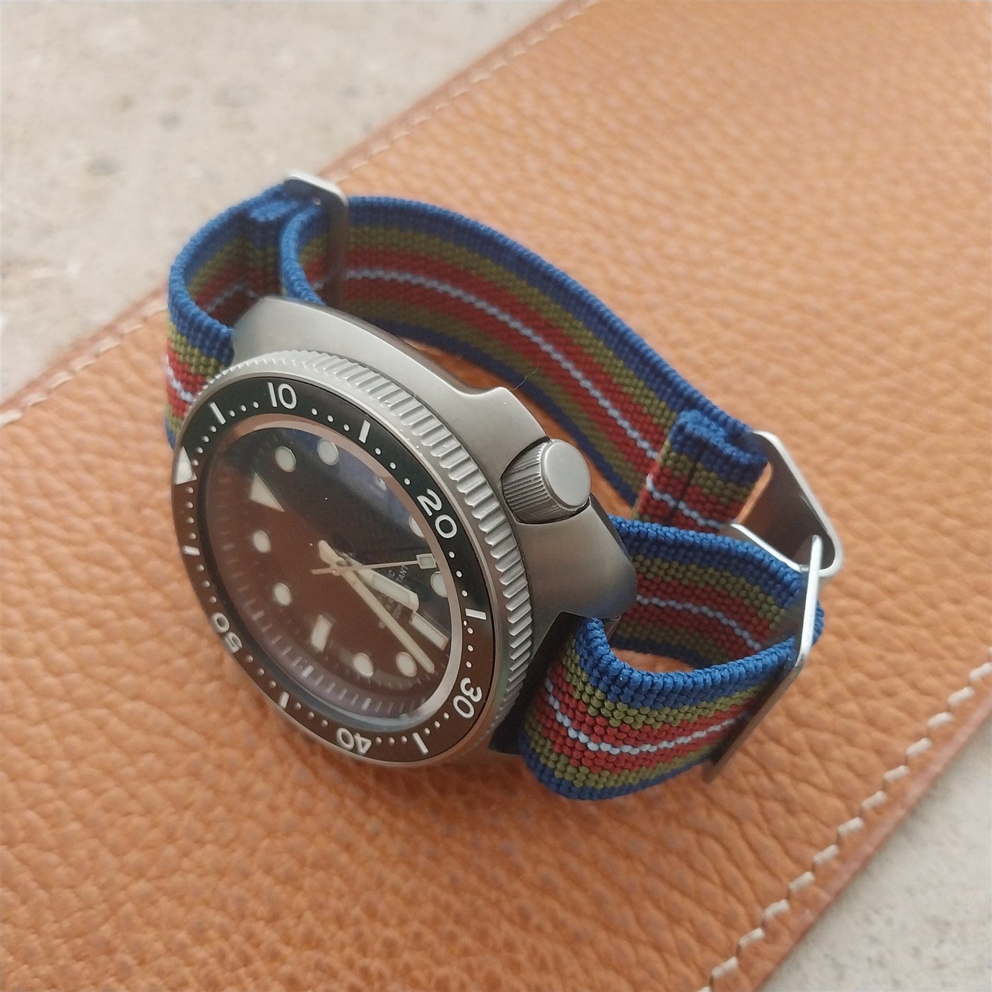 20mm Marine Nationale MN Parachute Elastic Striped Watch Strap