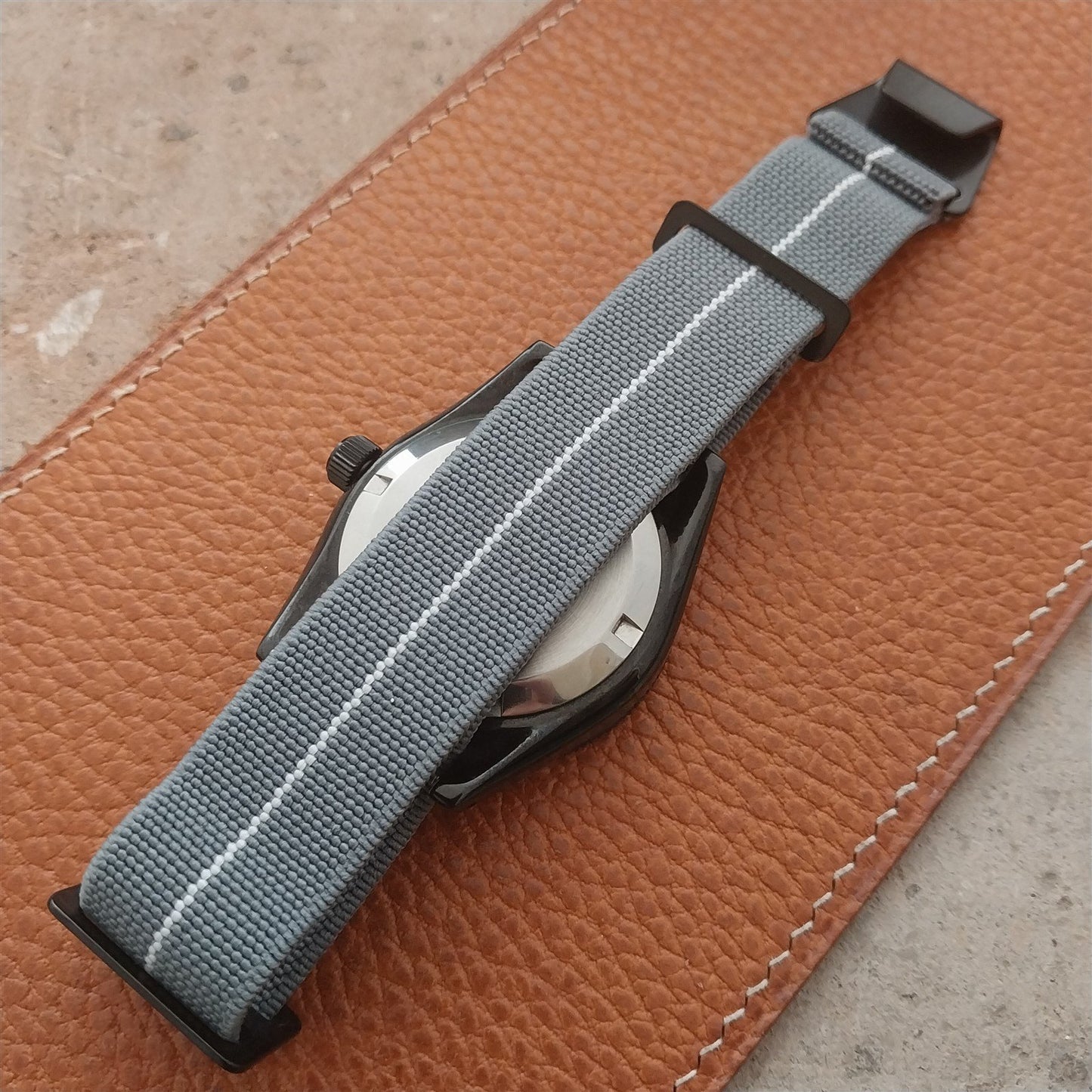 20mm Marine Nationale MN Parachute Elastic Watch Strap & Black Hardware