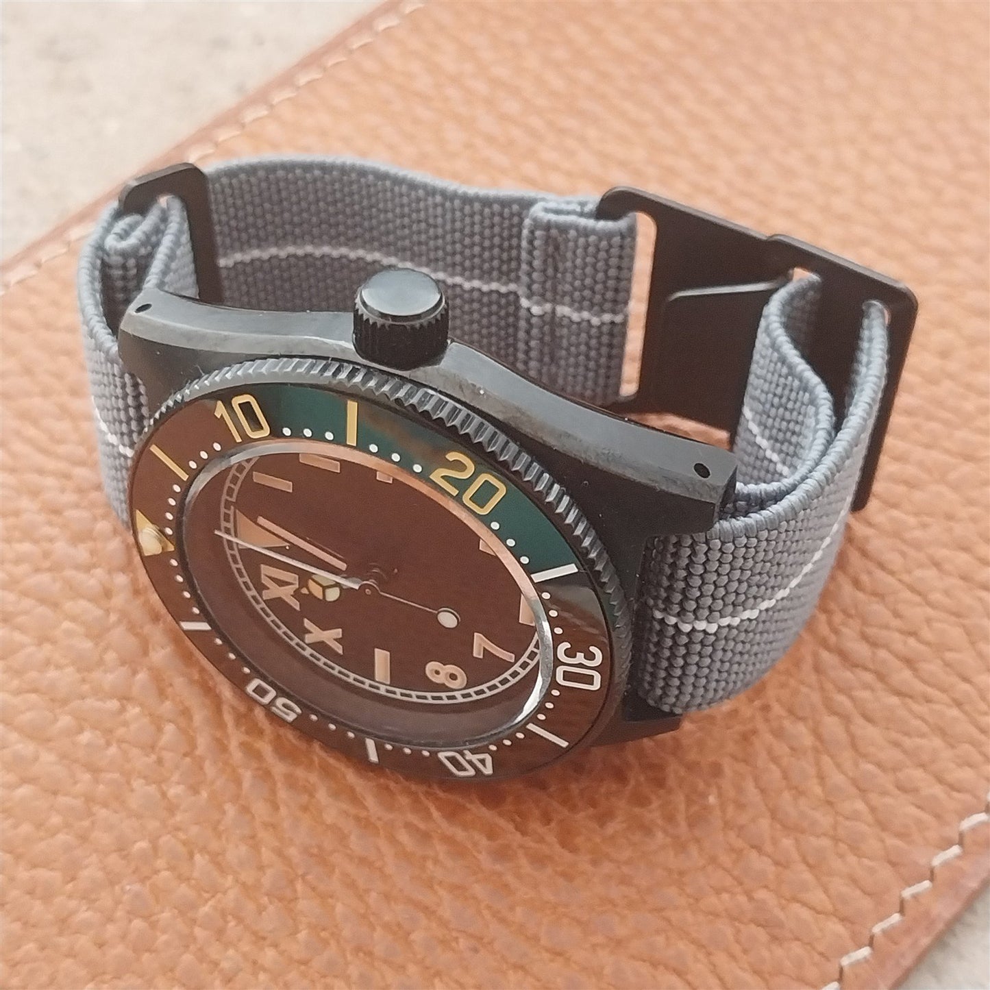 20mm Marine Nationale MN Parachute Elastic Watch Strap & Black Hardware