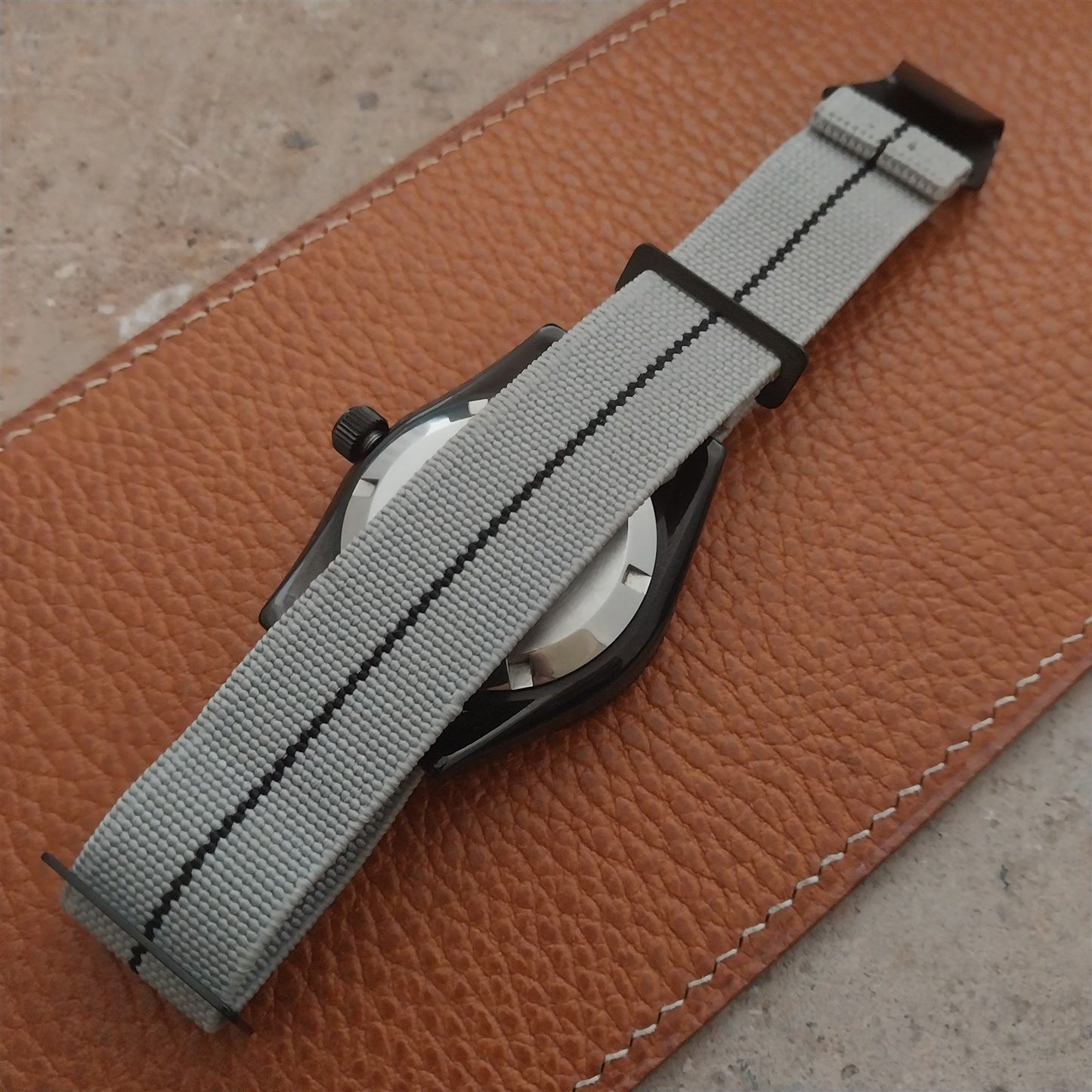 20mm Marine Nationale MN Parachute Elastic Watch Strap & Black Hardware
