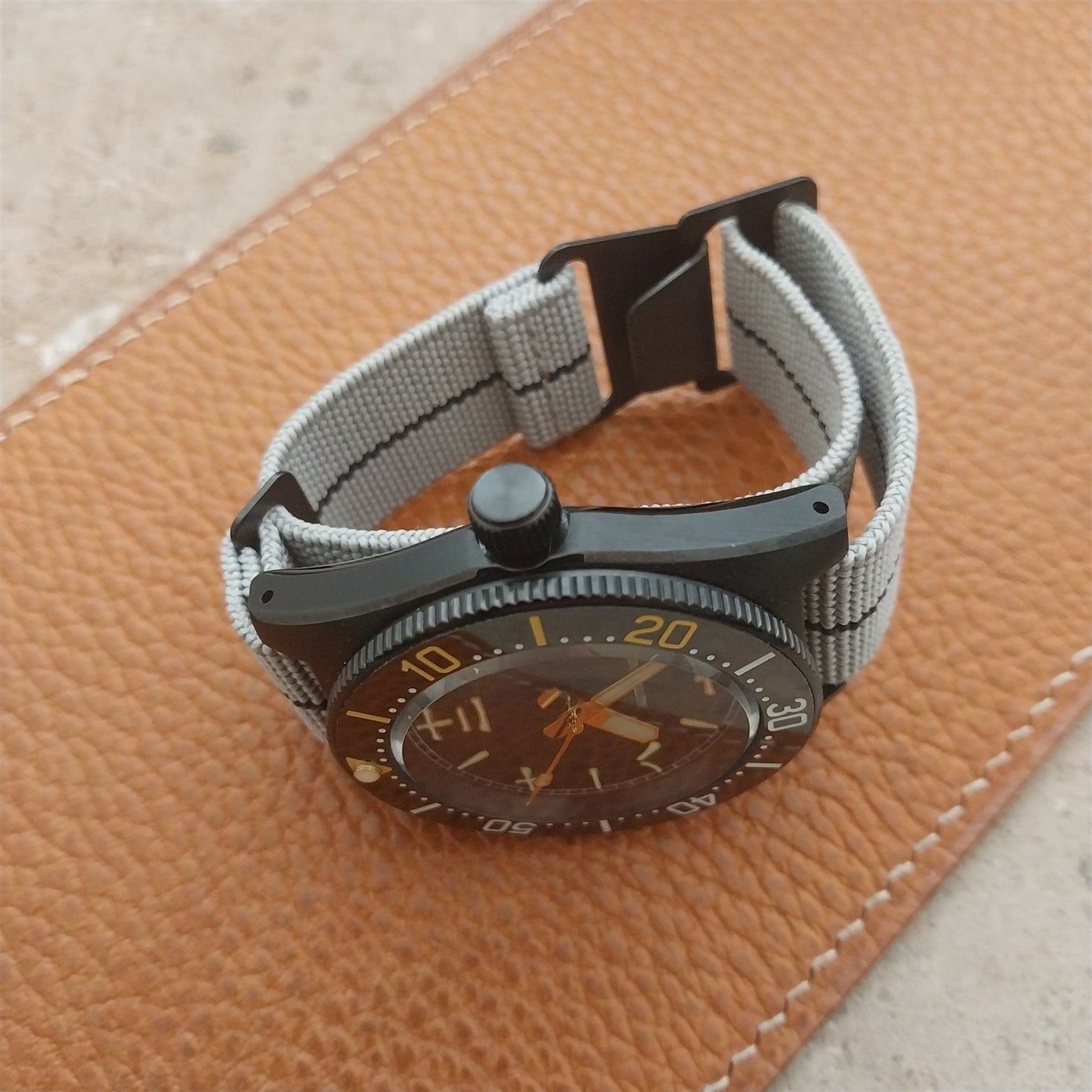 20mm Marine Nationale MN Parachute Elastic Watch Strap & Black Hardware