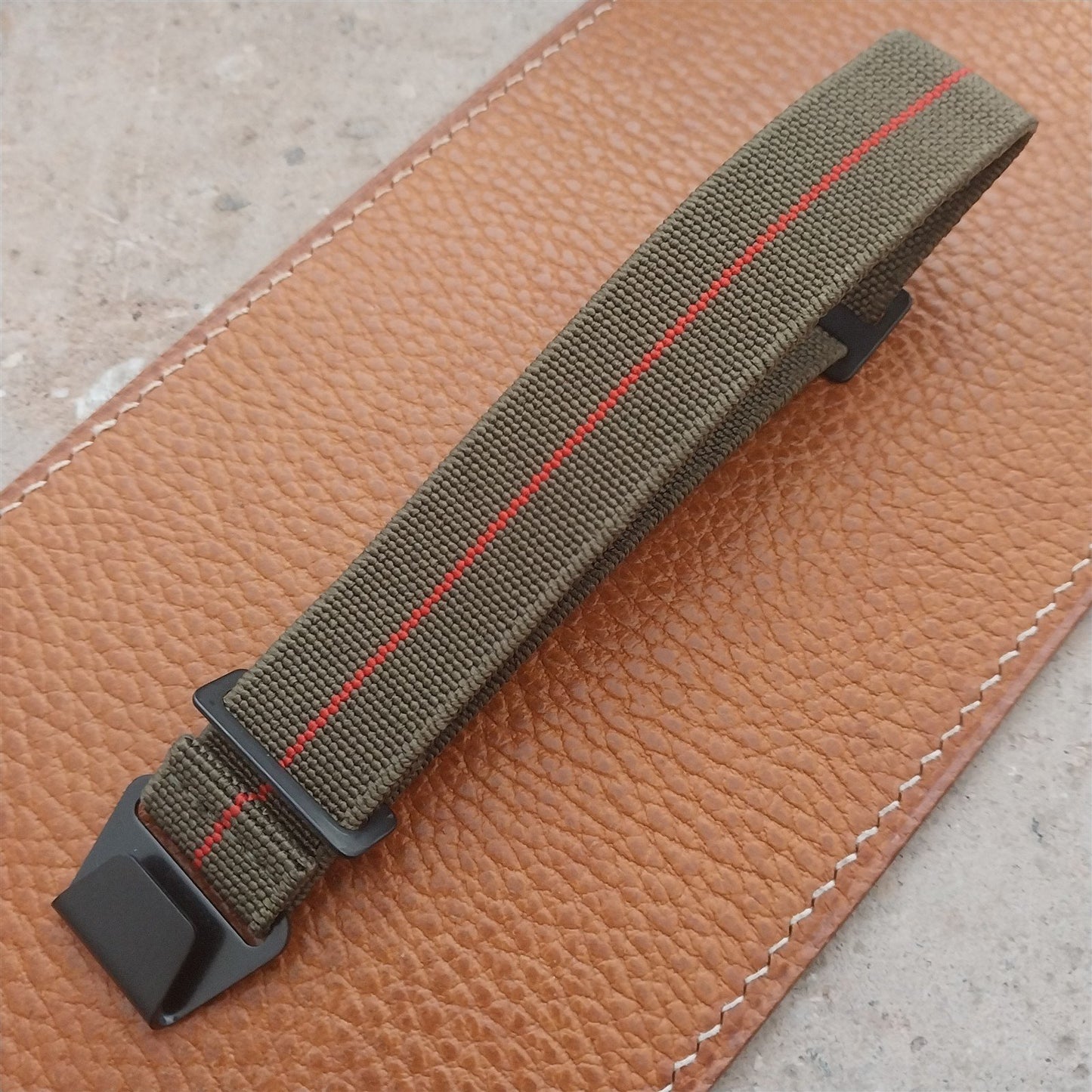20mm Marine Nationale MN Parachute Elastic Watch Strap & Black Hardware