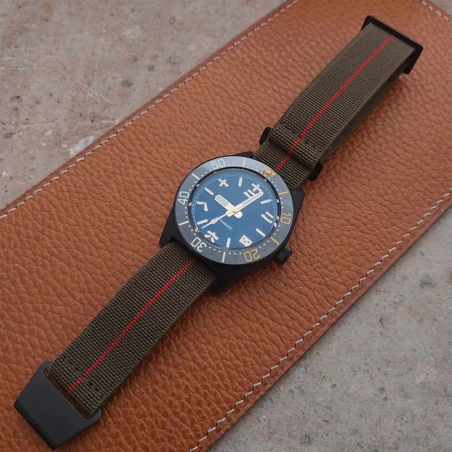 20mm Marine Nationale MN Parachute Elastic Watch Strap & Black Hardware