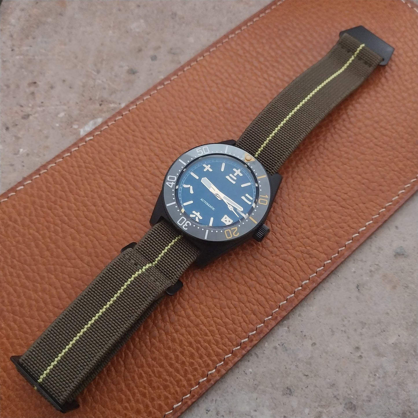 20mm Marine Nationale MN Parachute Elastic Watch Strap & Black Hardware