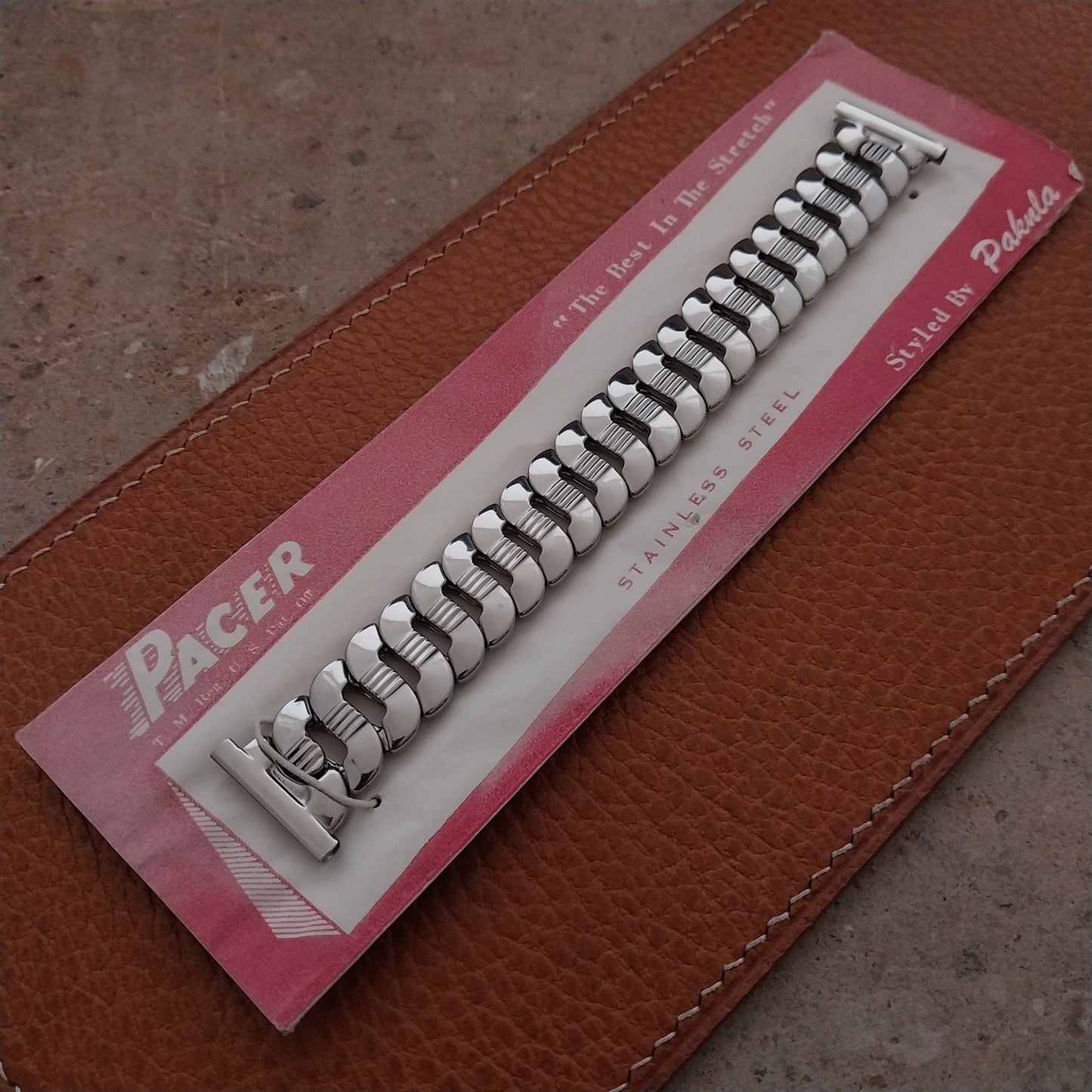 Vintage Pakula Pacer 19mm 16mm Stainless Steel 1950s Classic Stretch Watch Band