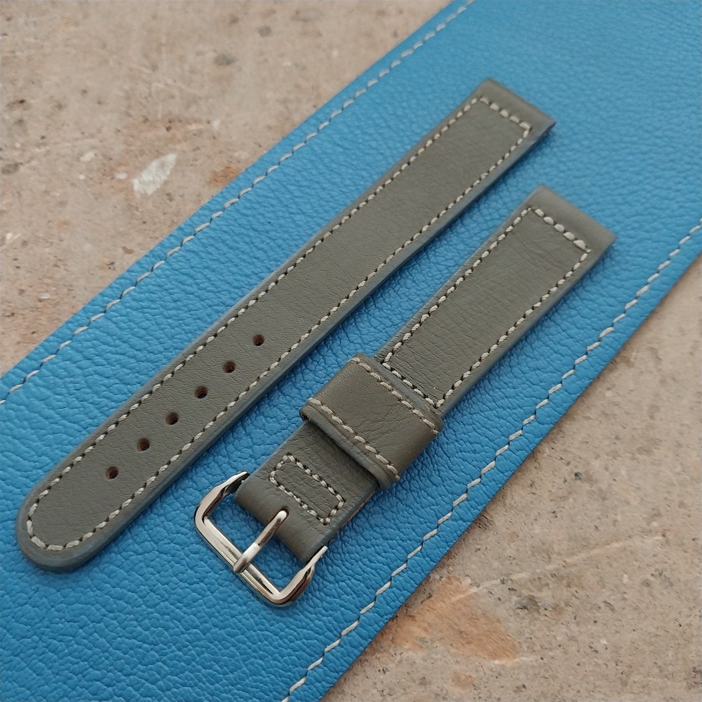 Binson Gray Calfskin Leather Unused 1950s Vintage Watch Strap