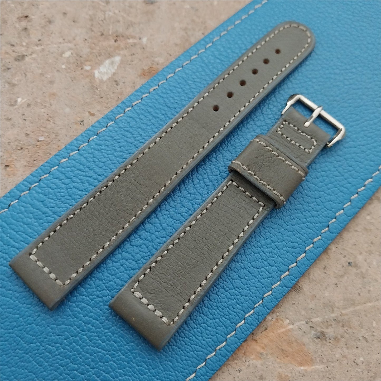 Binson Gray Calfskin Leather Unused 1950s Vintage Watch Strap