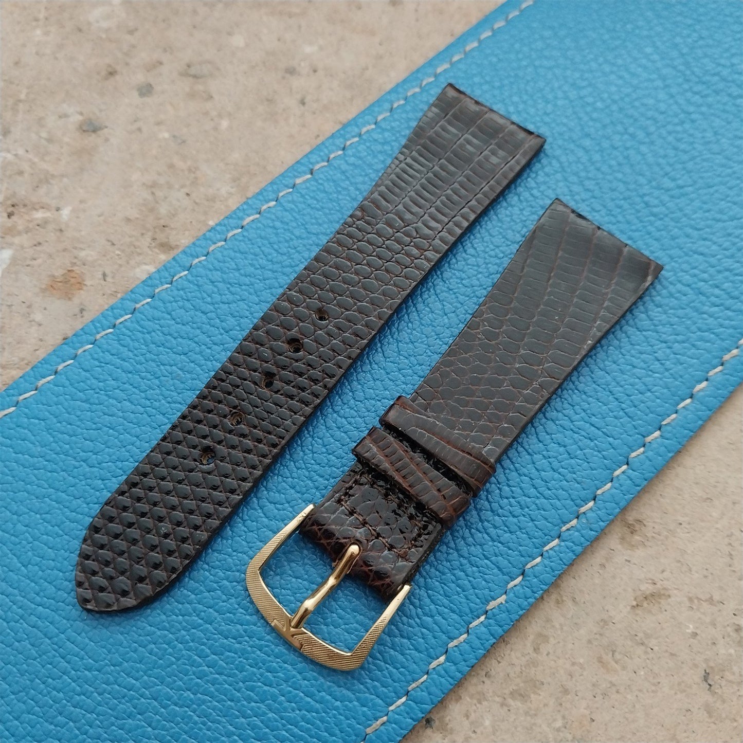 20mm Kalbe Brown Lizard Short Unused nos 1970s Vintage Watch Strap
