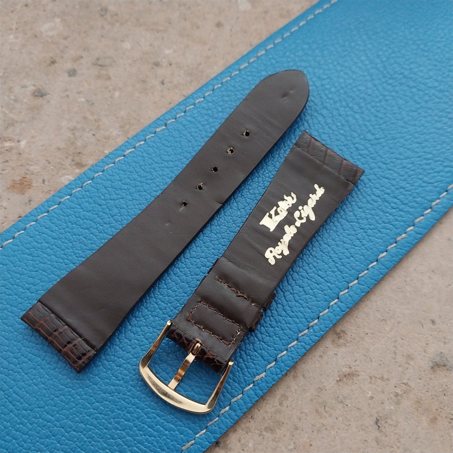 20mm Kalbe Brown Lizard Short Unused nos 1970s Vintage Watch Strap