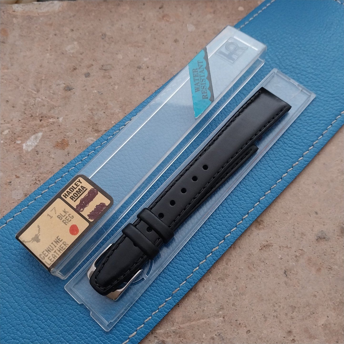17mm Hadley Roma Tapered Black Leather 17/14 Unused Watch Strap