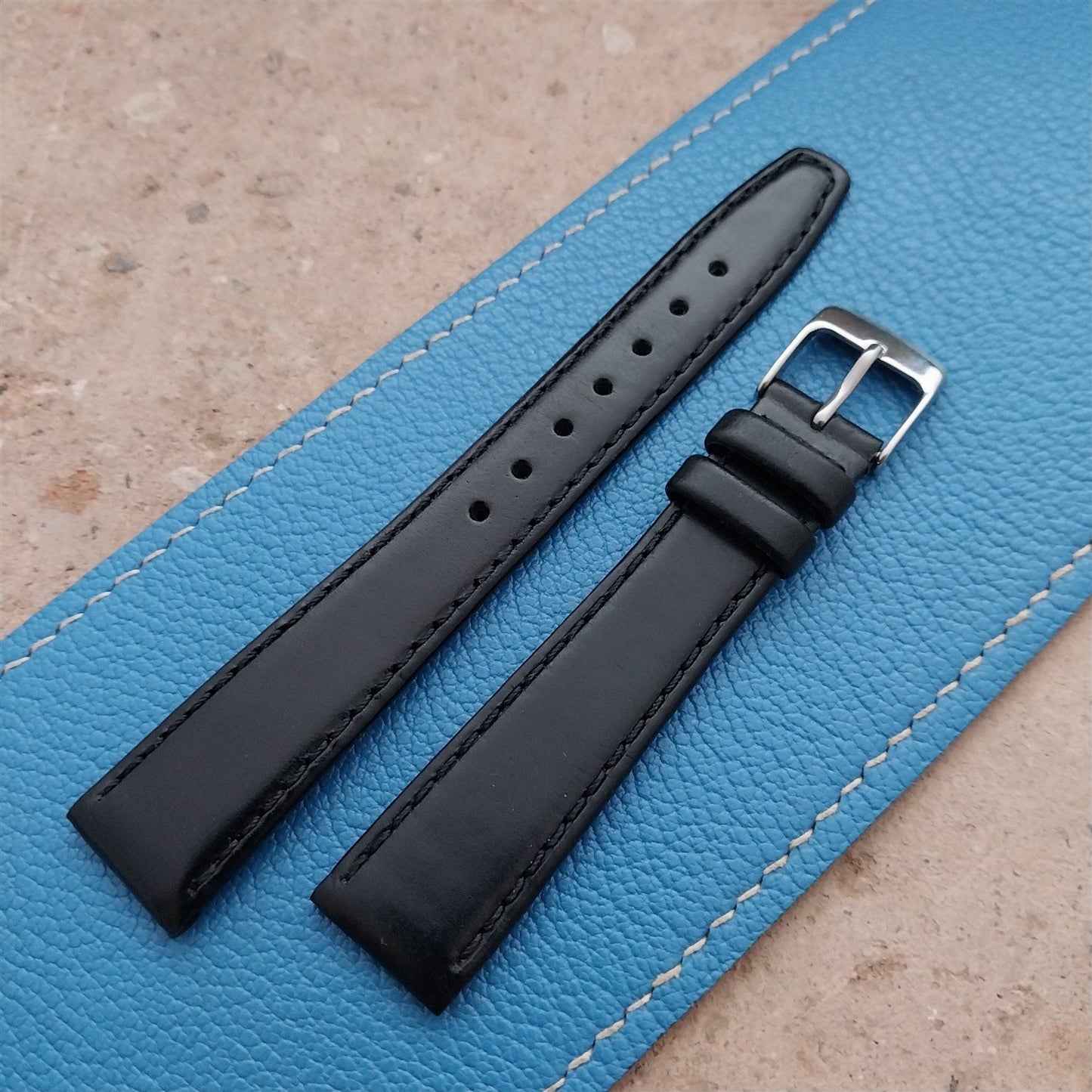 17mm Hadley Roma Tapered Black Leather 17/14 Unused Watch Strap