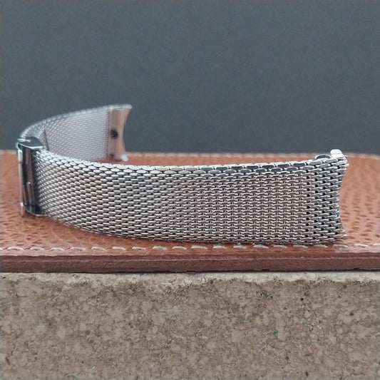 Vintage 17.4mm 10k White Gold-Filled Mesh Speidel Classic 1960s-1970s Watch Band