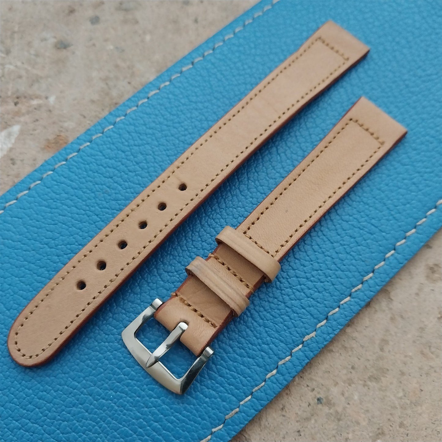 14mm Calf Leather Unused 1940s-1950s Vintage Watch Strap & Thumbnail Buckle