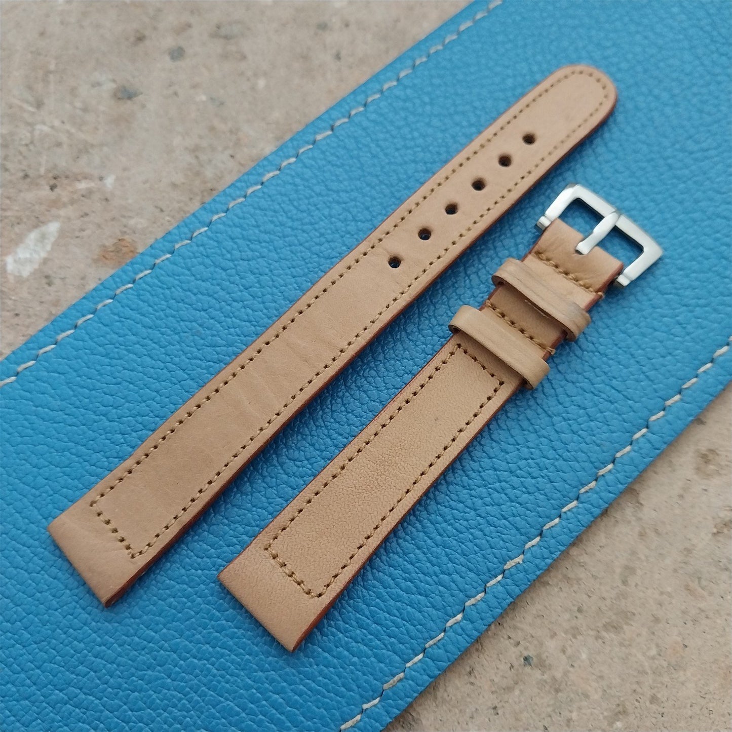 14mm Calf Leather Unused 1940s-1950s Vintage Watch Strap & Thumbnail Buckle