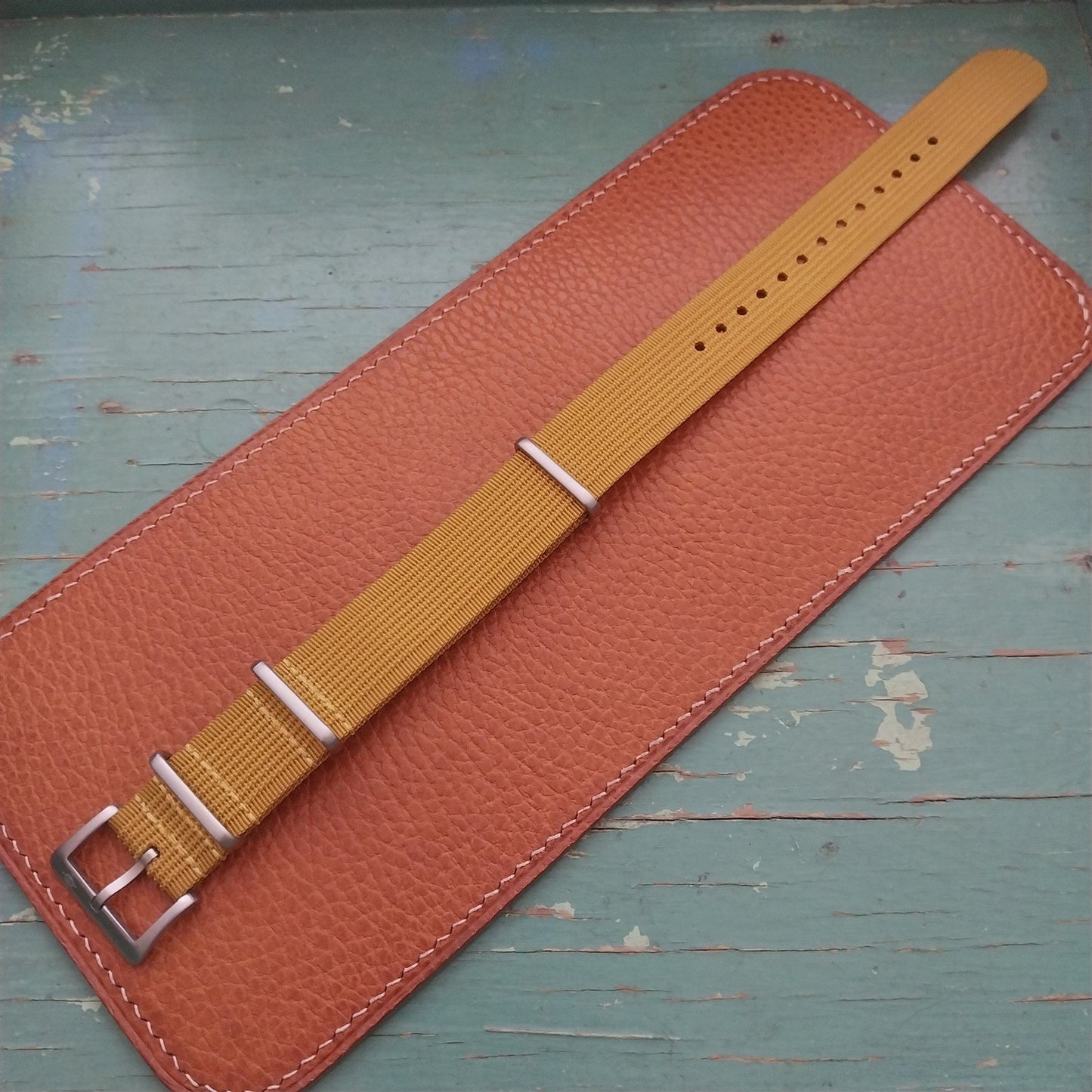 20mm Ribbed Mustard Yellow Ribbed Nylon Classic G10 Watch Strap