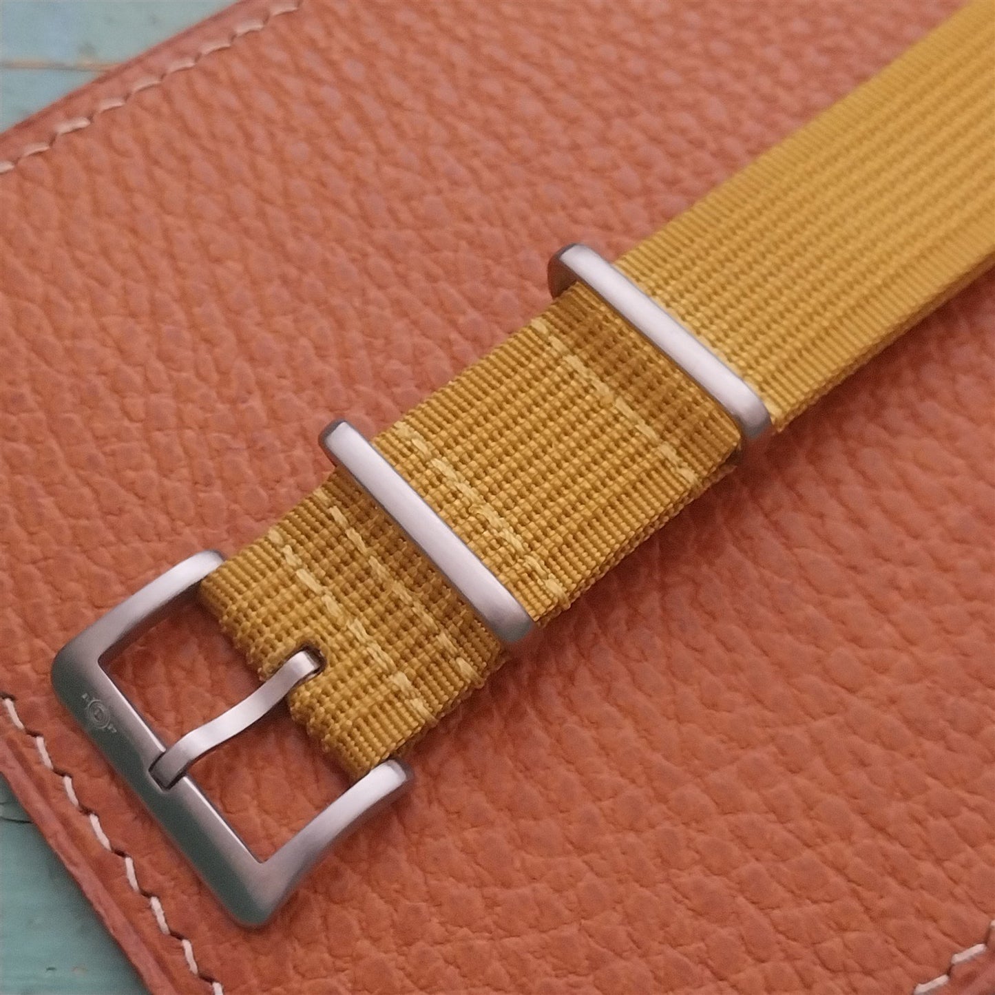 20mm Ribbed Mustard Yellow Ribbed Nylon Classic G10 Watch Strap