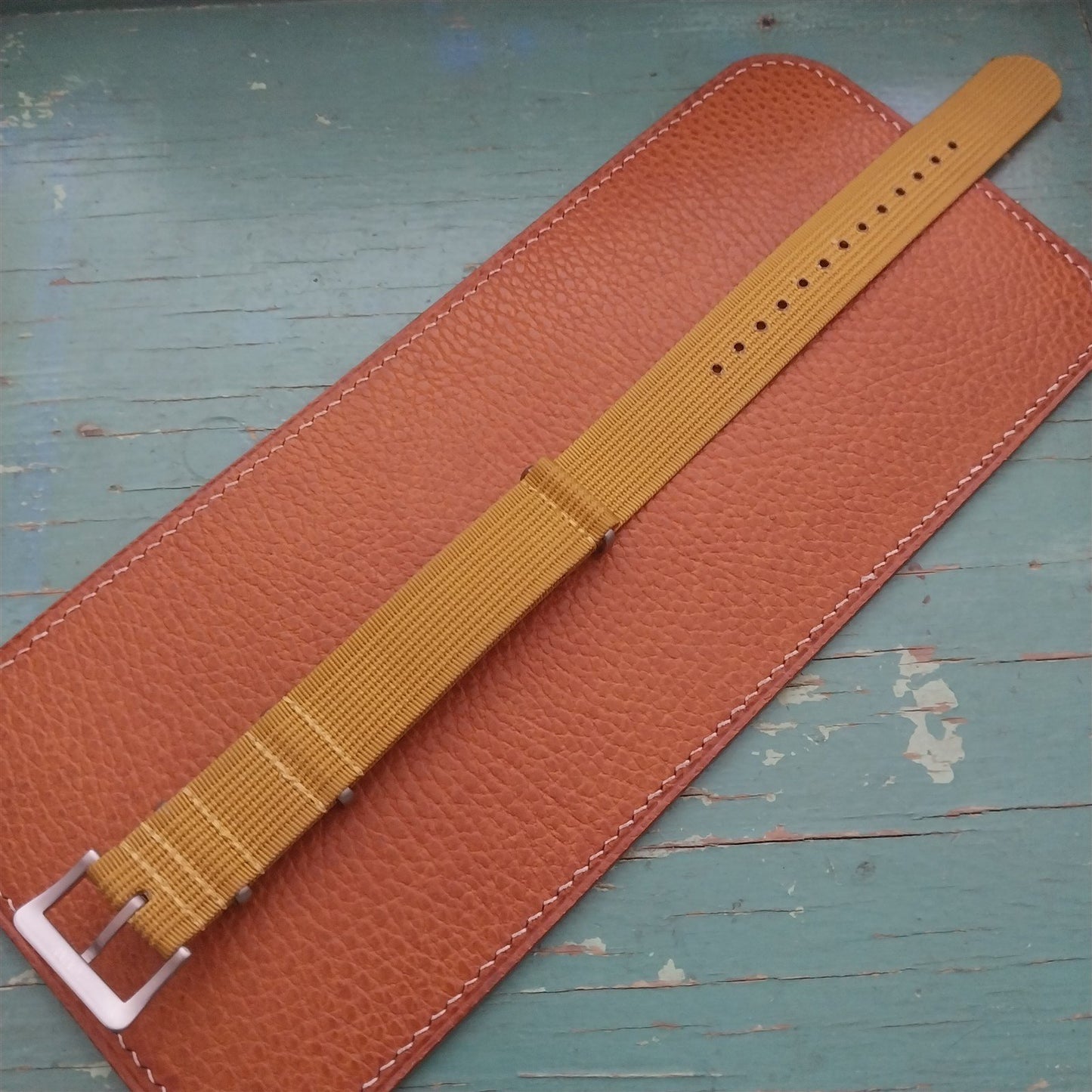 20mm Ribbed Mustard Yellow Ribbed Nylon Classic G10 Watch Strap