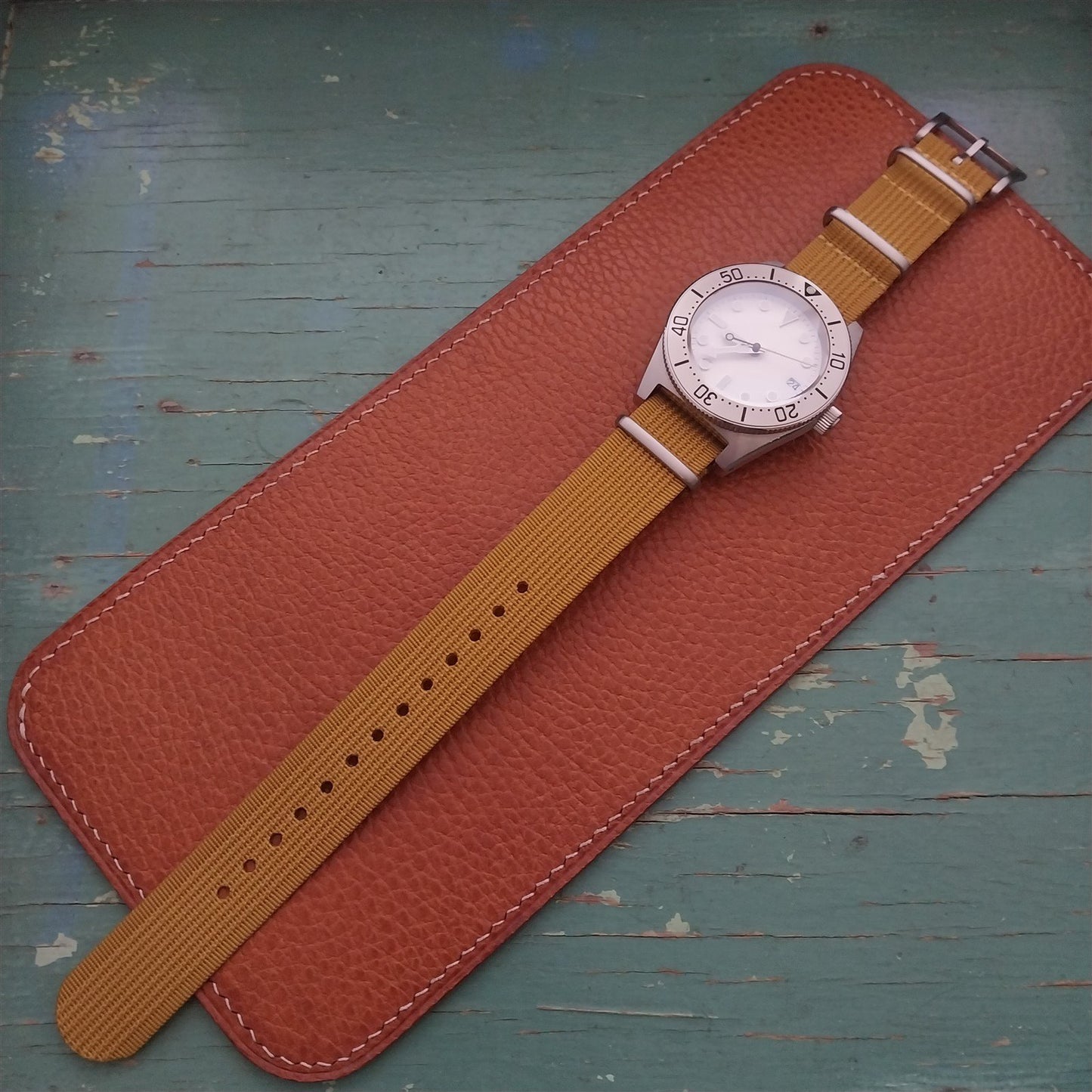 20mm Ribbed Mustard Yellow Ribbed Nylon Classic G10 Watch Strap