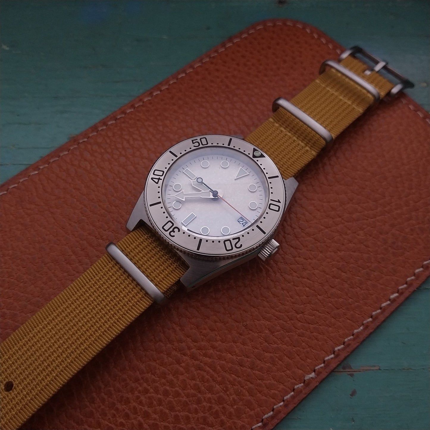 20mm Ribbed Mustard Yellow Ribbed Nylon Classic G10 Watch Strap