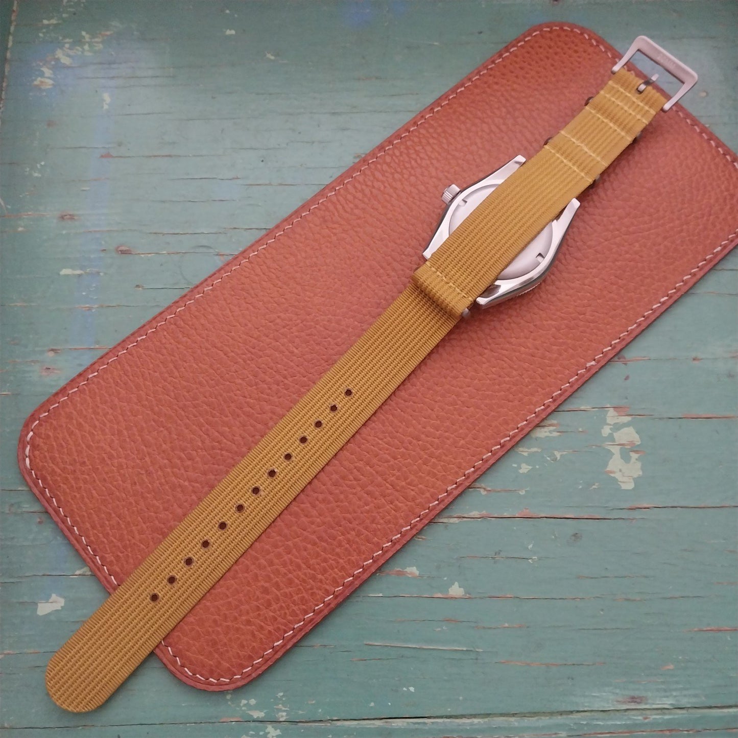 20mm Ribbed Mustard Yellow Ribbed Nylon Classic G10 Watch Strap