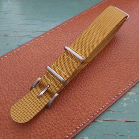 20mm Ribbed Mustard Yellow Ribbed Nylon Classic G10 Watch Strap
