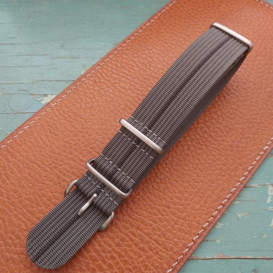 22mm Ribbed Gray & Black Stripe Nylon Classic G10 Watch Strap