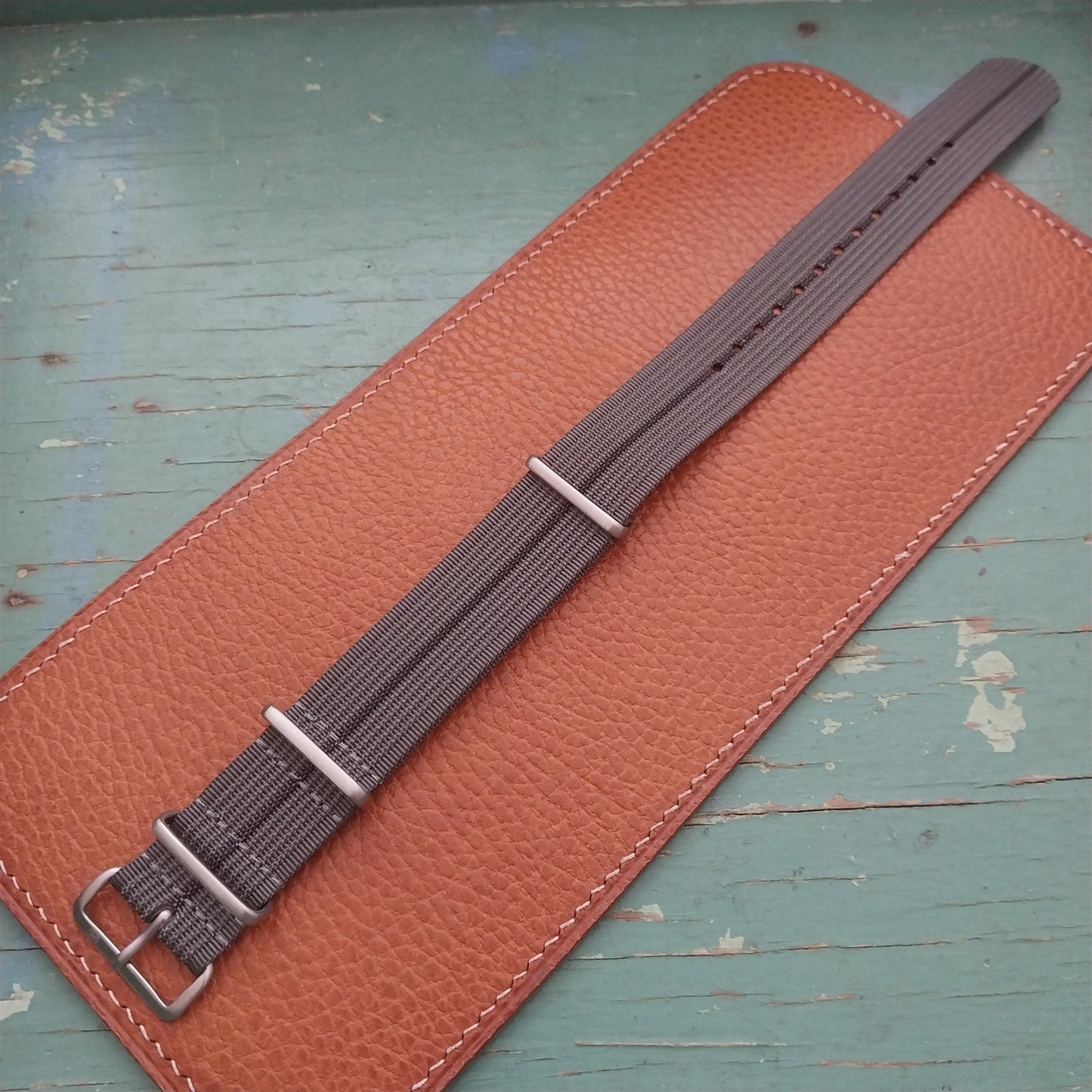22mm Ribbed Gray & Black Stripe Nylon Classic G10 Watch Strap