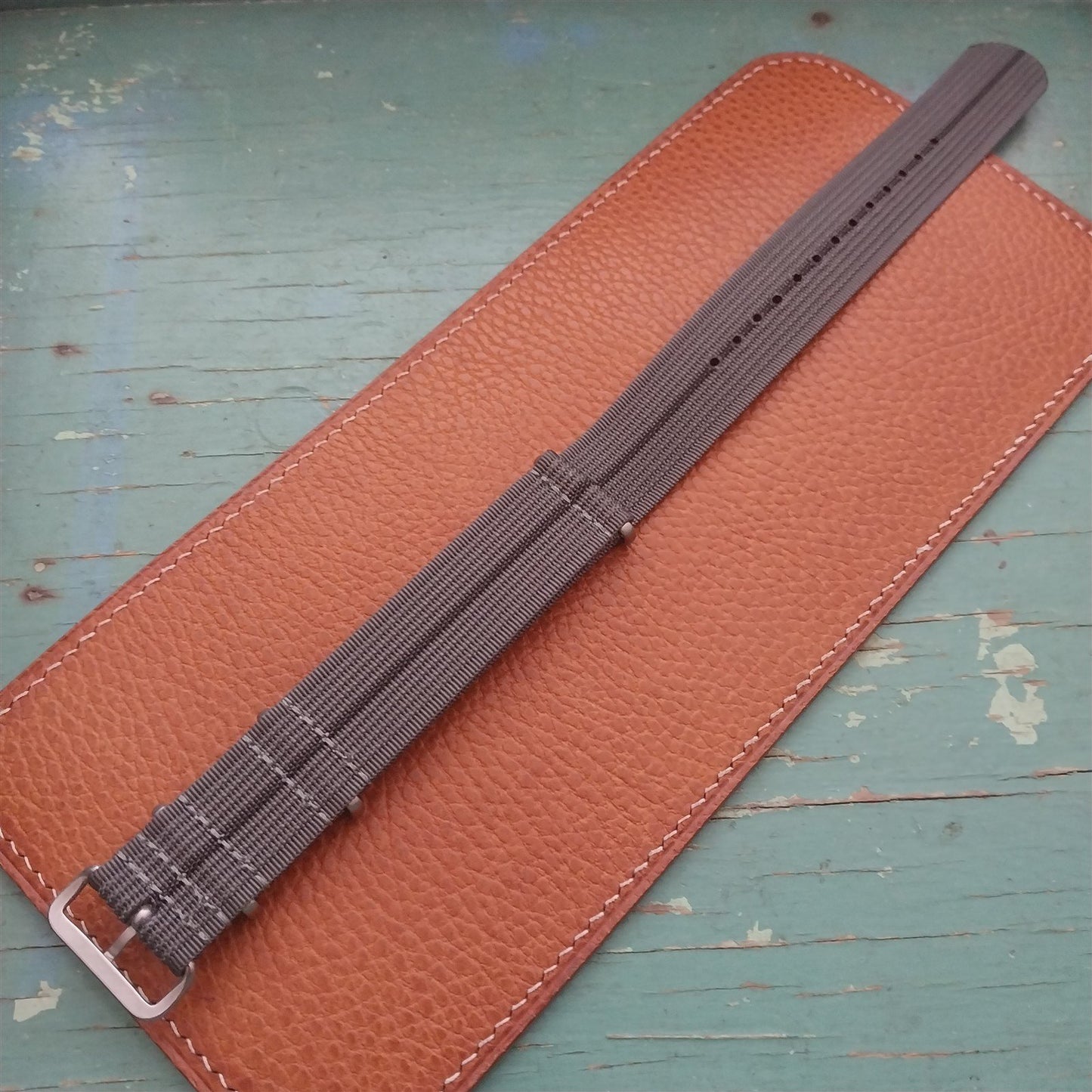 22mm Ribbed Gray & Black Stripe Nylon Classic G10 Watch Strap