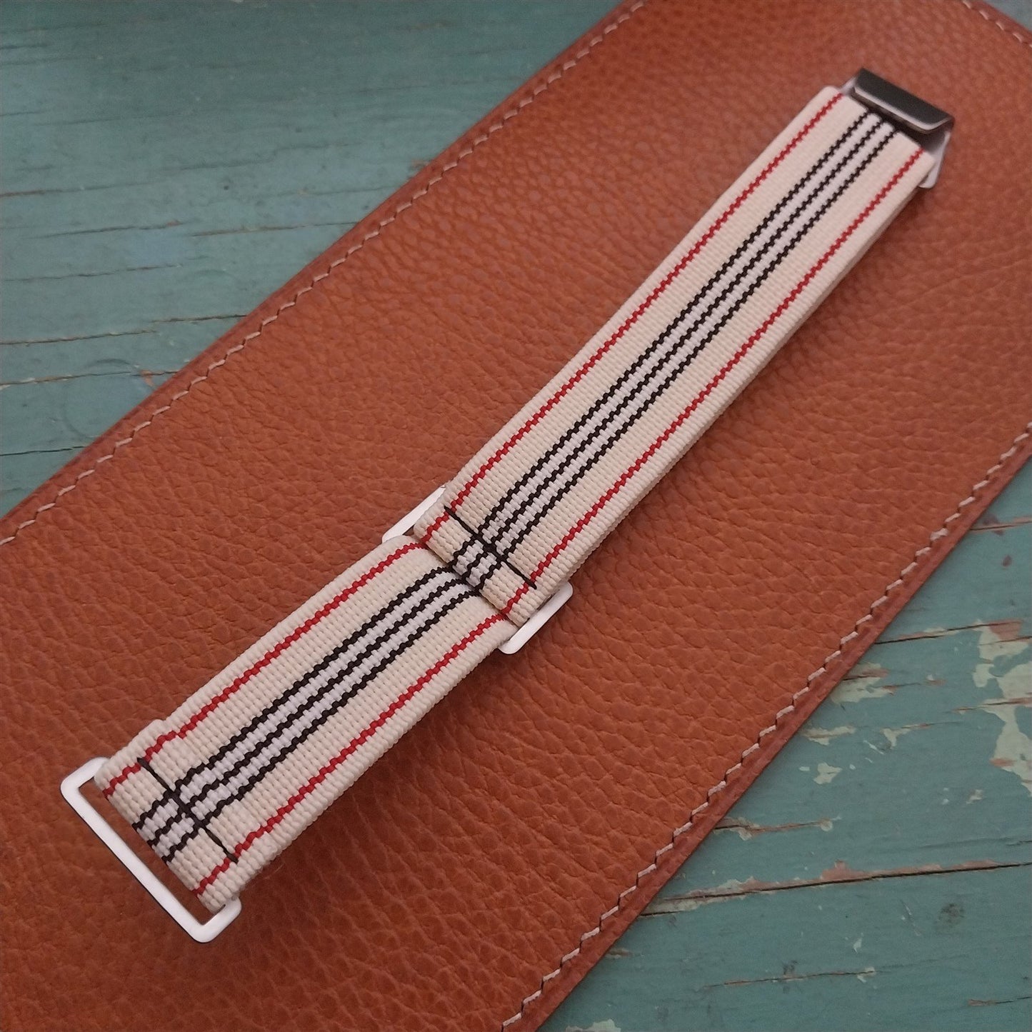 22mm Marine Nationale MN Parachute Elastic Striped Watch Strap