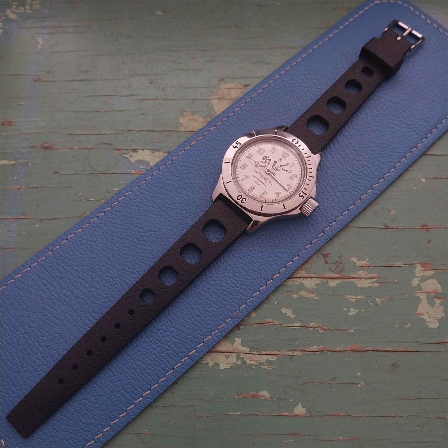 18mm TPU Rubber Black Tropical Sport Diver Rally Watch Strap