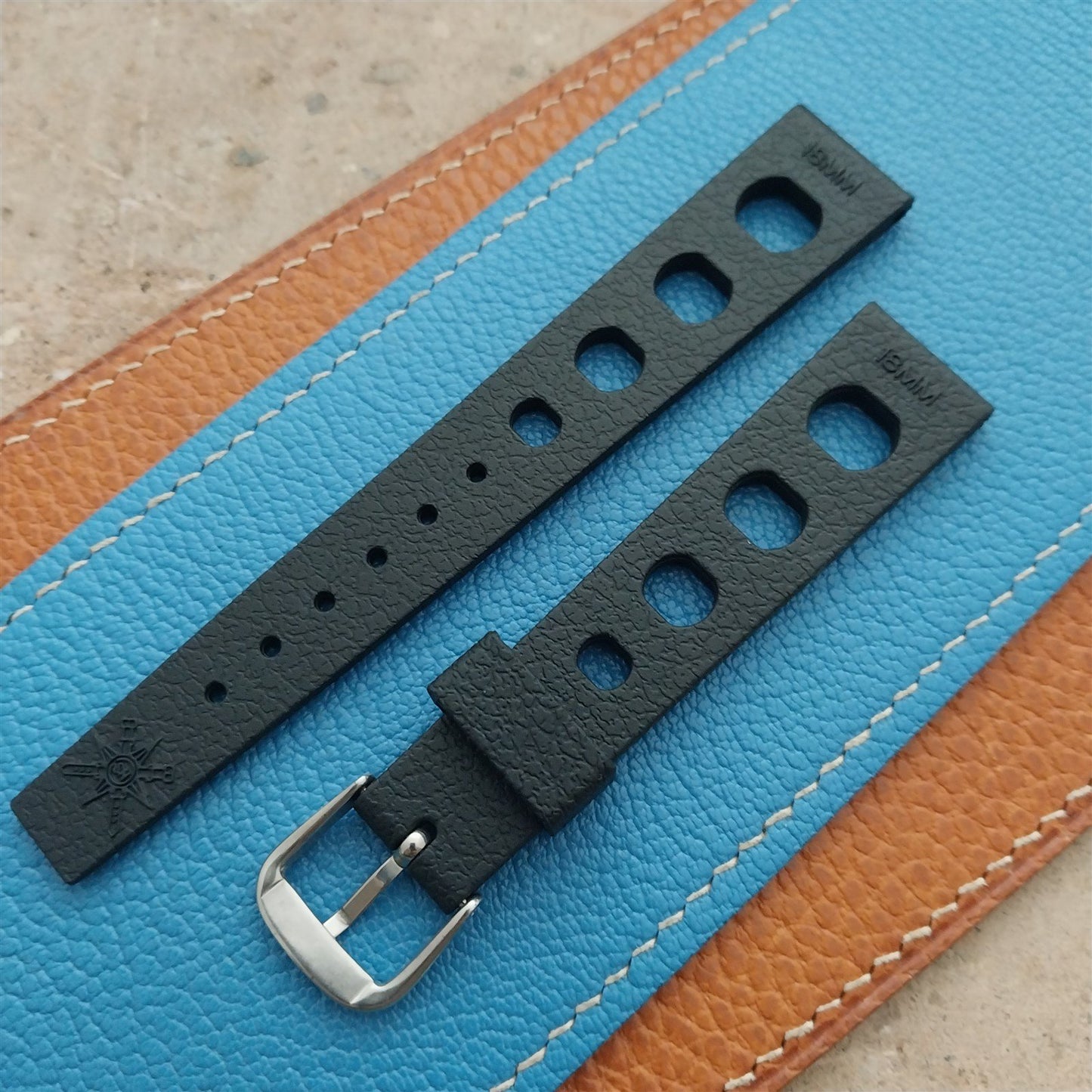 18mm TPU Rubber Black Tropical Sport Diver Rally Watch Strap