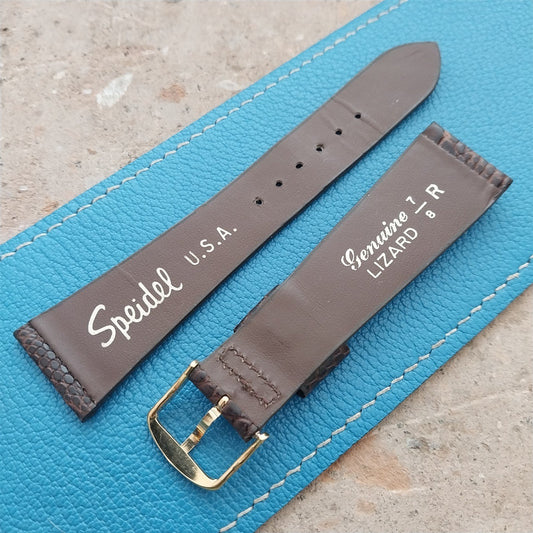 Vintage 22mm Brown Lizard-Grain Leather Classic Tapered 22/16 Unused Watch Strap