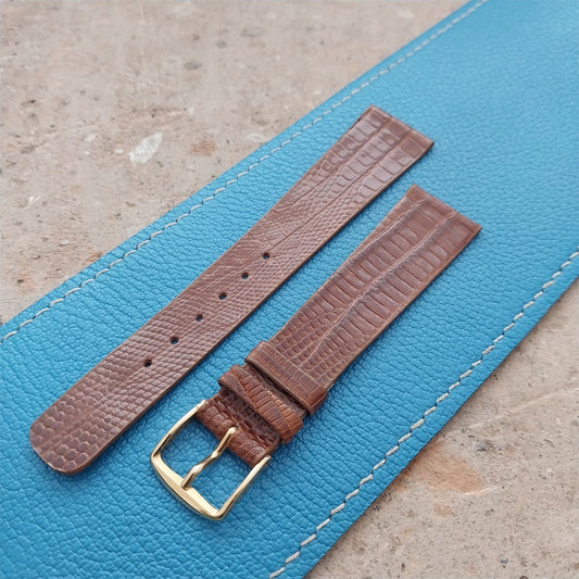 Vintage 19mm Hadley Roma 819 Thin Tapered Lizard Unused nos Classic Watch Strap