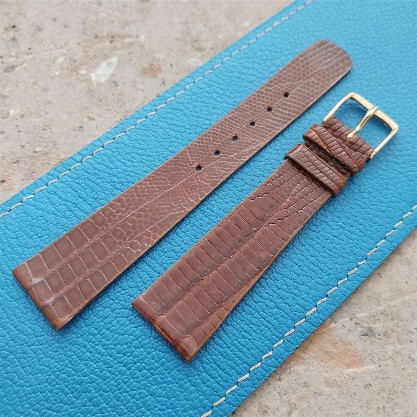 Vintage 19mm Hadley Roma 819 Thin Tapered Lizard Unused nos Classic Watch Strap