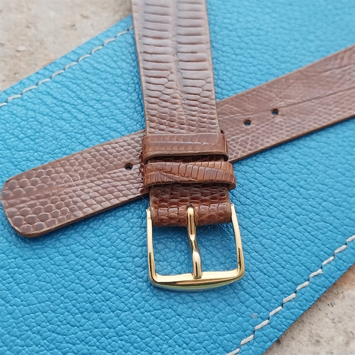 Vintage 19mm Hadley Roma 819 Thin Tapered Lizard Unused nos Classic Watch Strap