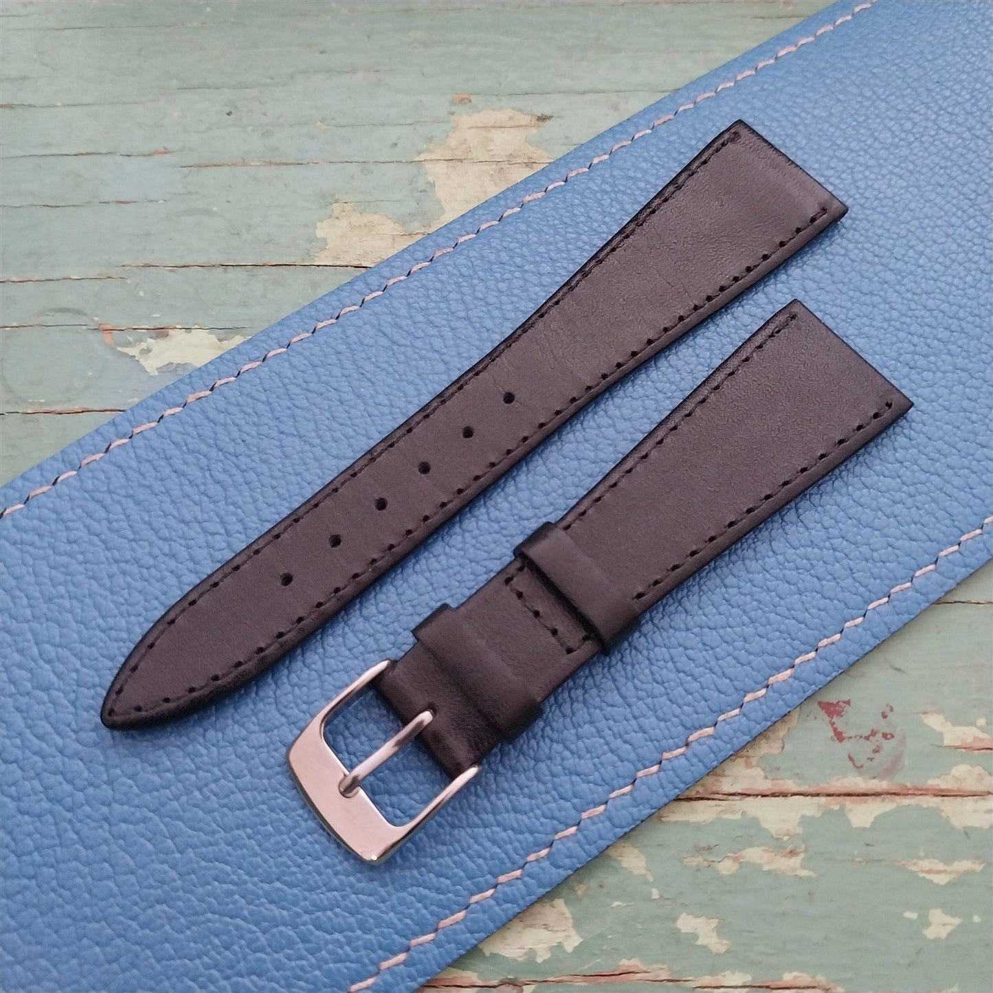 20mm Hadley Roma Black Calfskin Tapered 20/14 Leather Unused Vintage Watch Band