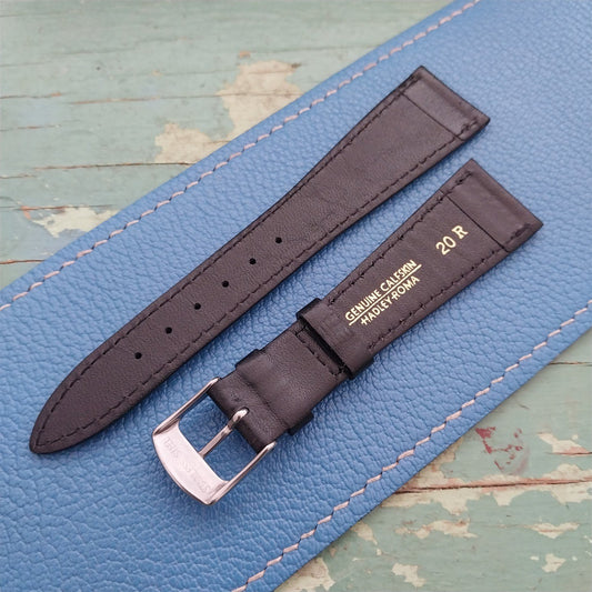 20mm Hadley Roma Black Calfskin Tapered 20/14 Leather Unused Vintage Watch Band