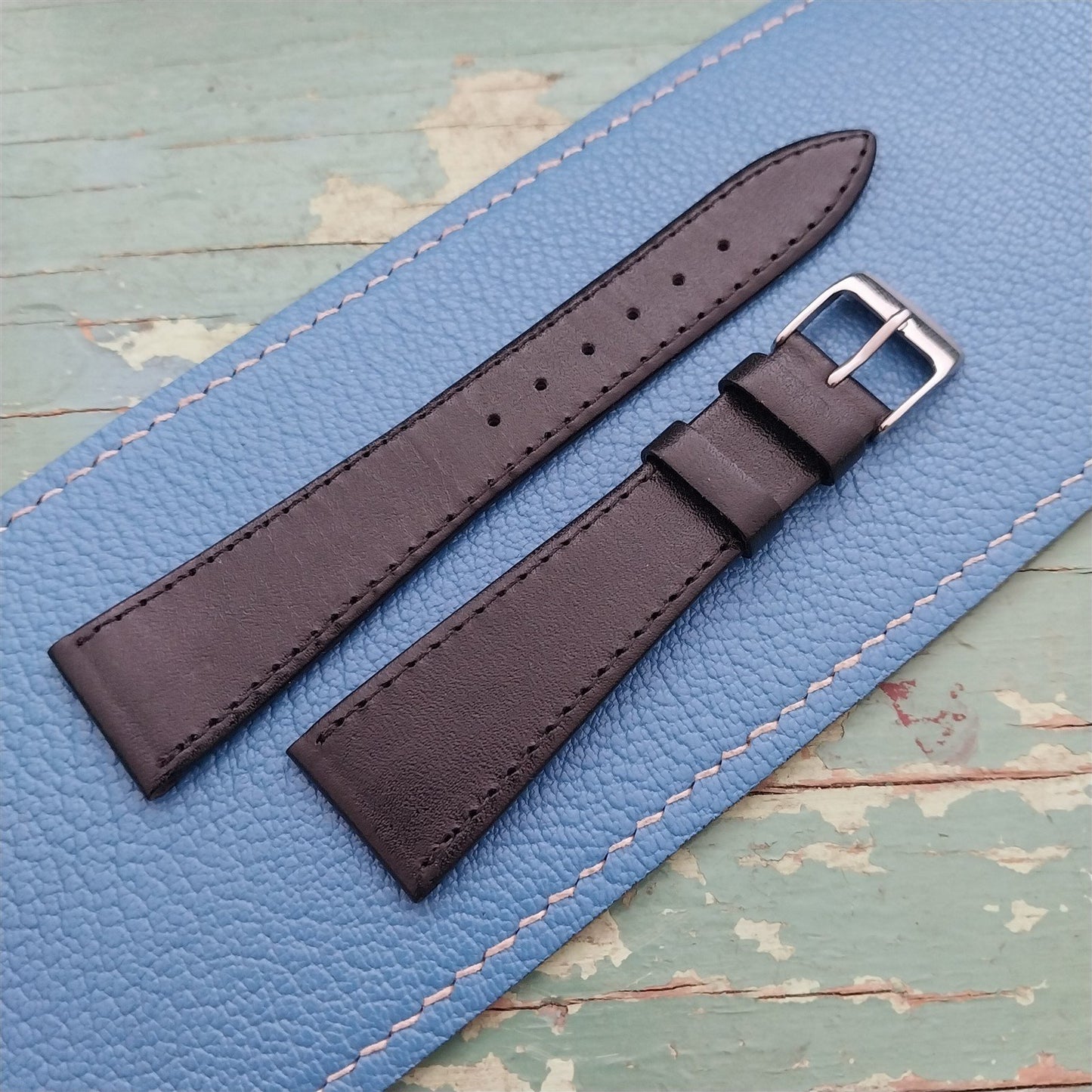 20mm Hadley Roma Black Calfskin Tapered 20/14 Leather Unused Vintage Watch Band