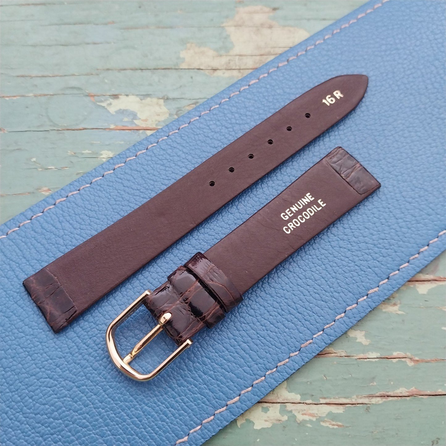 Vintage 5/8" Italian Crocodile Unused nos Classic Watch Strap