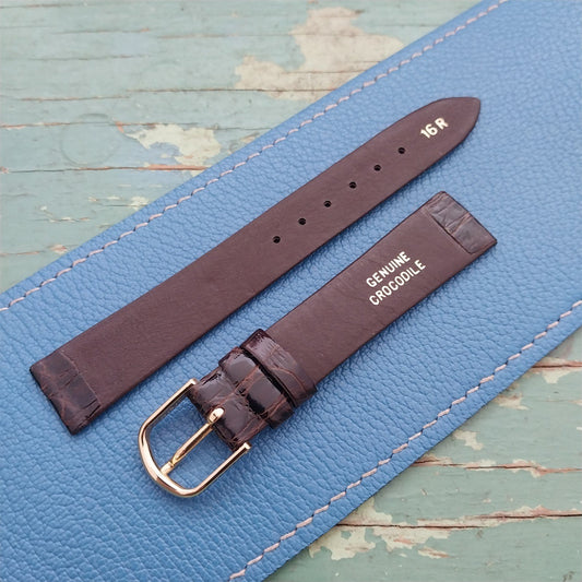 Vintage 5/8" Italian Crocodile Unused nos Classic Watch Strap