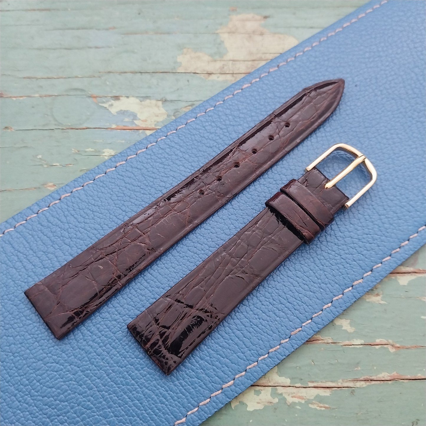 Vintage 5/8" Italian Crocodile Unused nos Classic Watch Strap