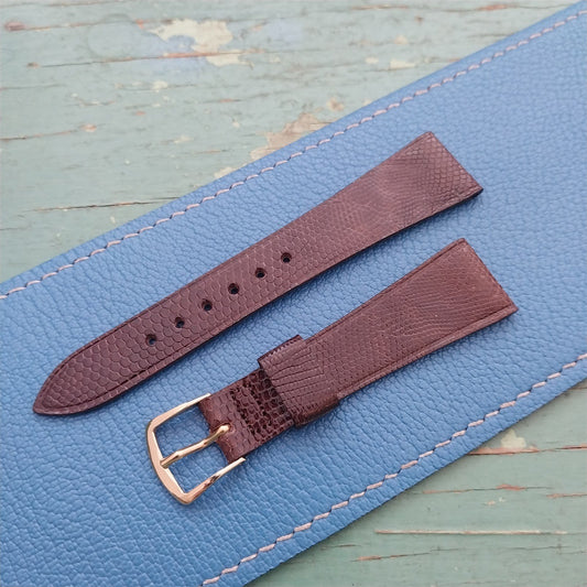 18mm Hadley Roma Brown Ladies Genuine Lizard Unused nos Vintage Watch Strap