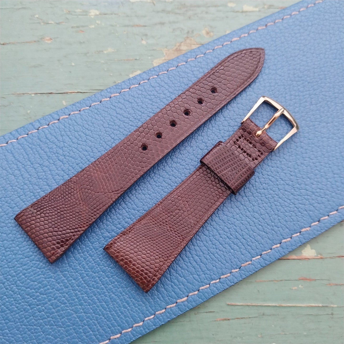 18mm Hadley Roma Brown Ladies Genuine Lizard Unused nos Vintage Watch Strap